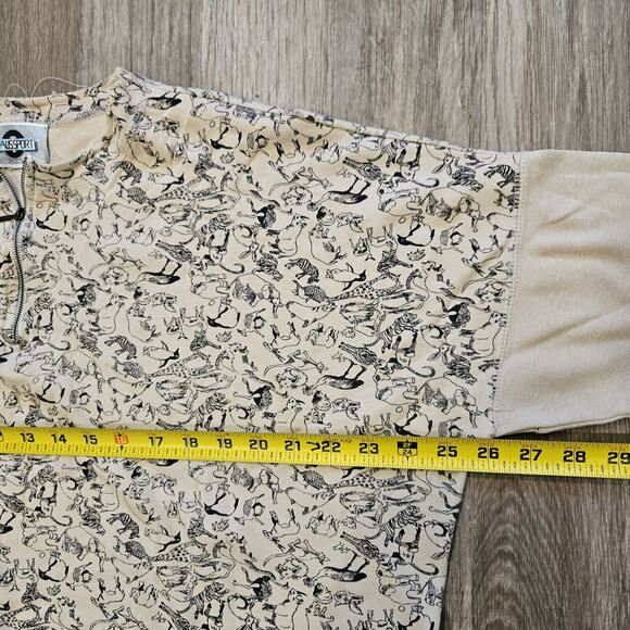 Vtg Chaus Sport Animal Print Sweatshirt Womens L Short Sleeve Safari Boho Artsy - Picture 7 of 8